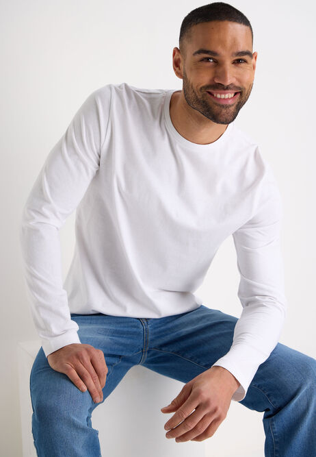 Mens White Long Sleeve T-Shirt