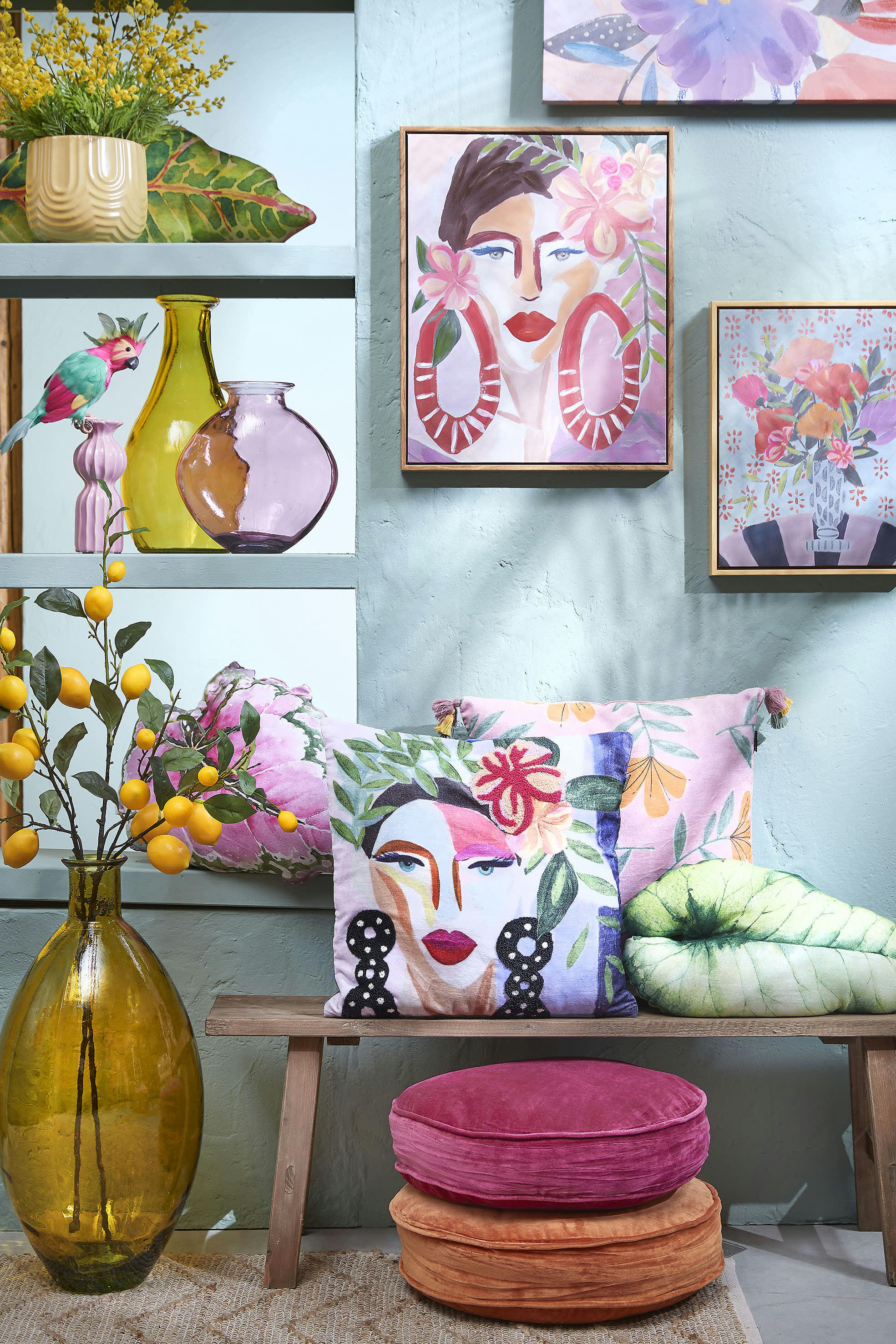 FLORIA - Décoration murale toile multicolore H40