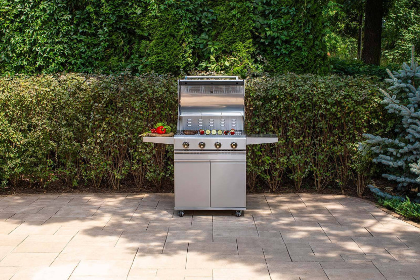 Grill ogrodowy gazowy 4-palnikowy LIPARI 149x57 Marroni Grills srebrny