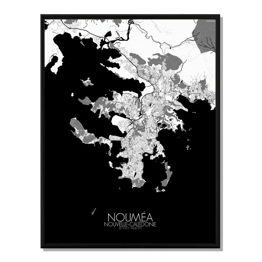 - Affiche Nouméa Carte N&B 40x50