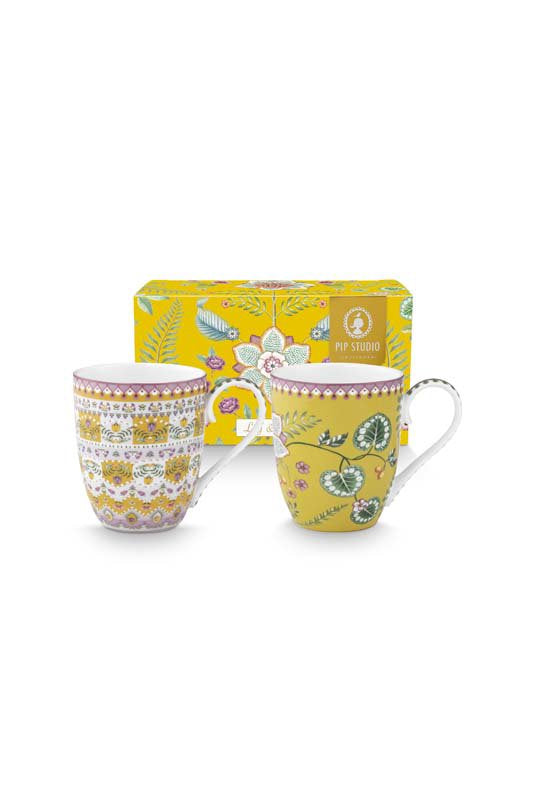 Pip Studio Mokken - Lily&Lotus - Geel - 450ml - Set van 2