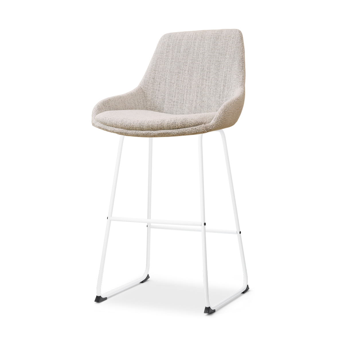 Nolon Nino-Isa Barkruk Beige Gemêleerd - Stof - Wit Onderstel - 75 cm