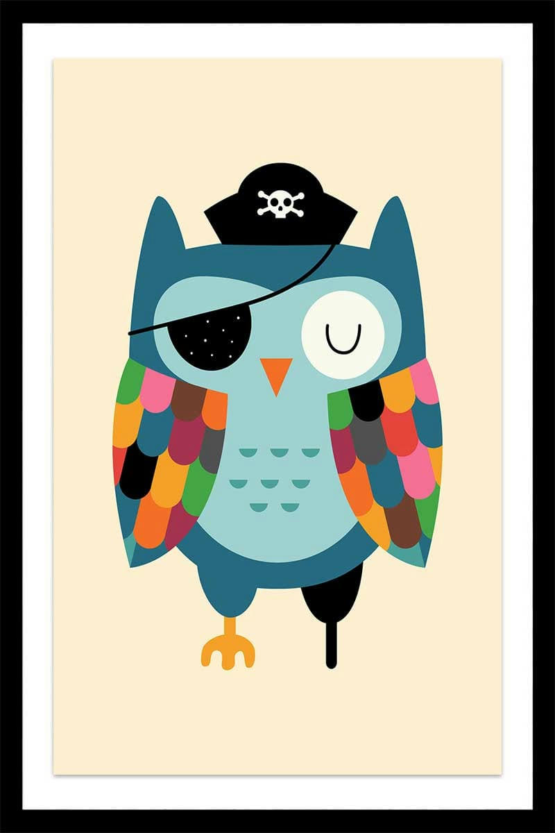 - Affiche  capitaine hibou avec cadre noir 40x60cm