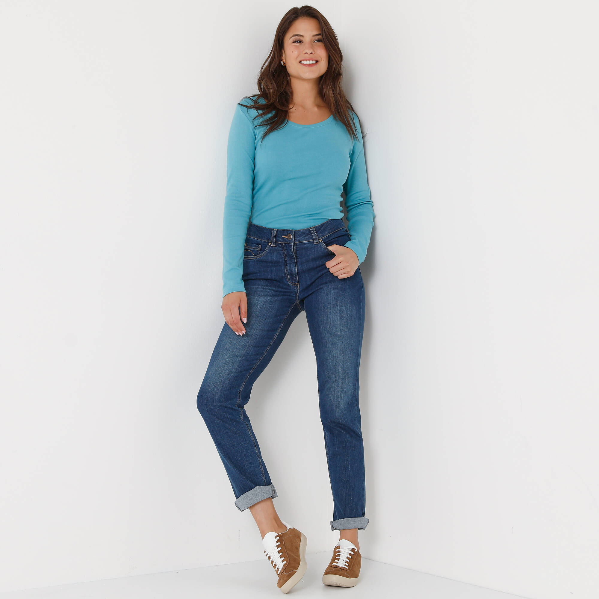 T-shirt uni manches longues en coton biologique(**)