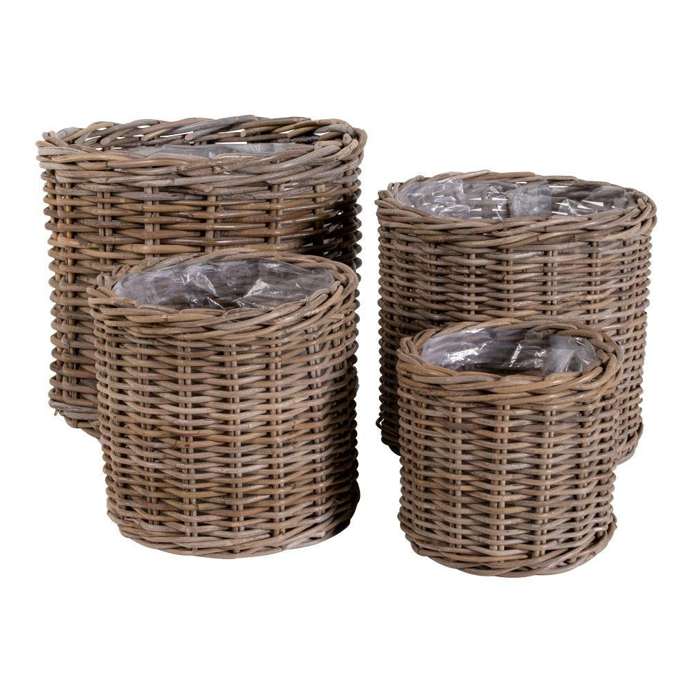 Cache-pot en rotin pour plantes vertes (lot de 4)