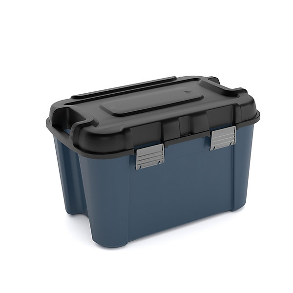 Malles de rangement 60 L Keter bleu et noir avec couvercles, 3 pièces