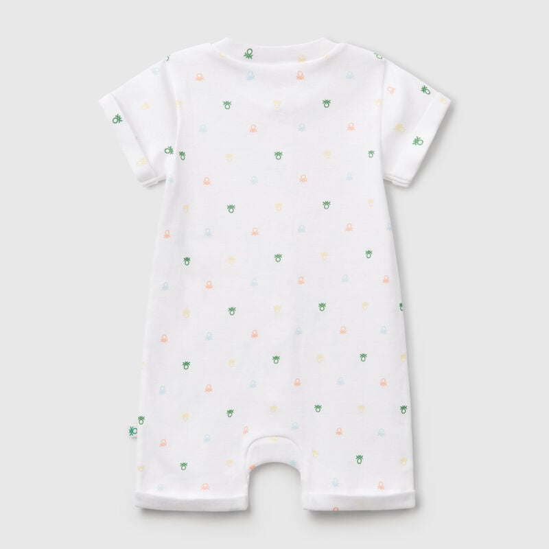 White onesie with logo print