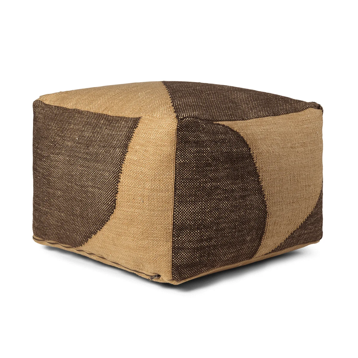 Ferm Living - Forene Pouf, 60 x 60 cm, tan / chocolate