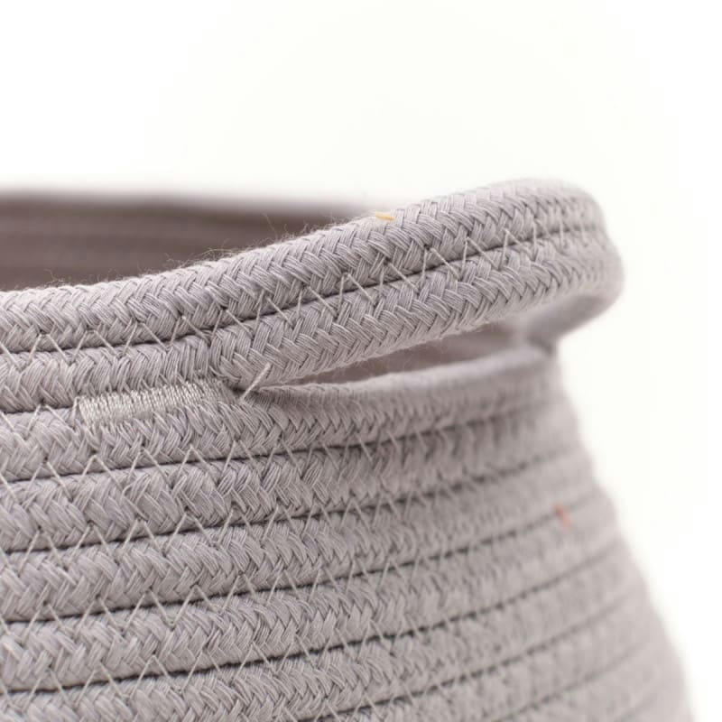 LA FACTORY - Panier rond tressé en coton gris clair 27x23