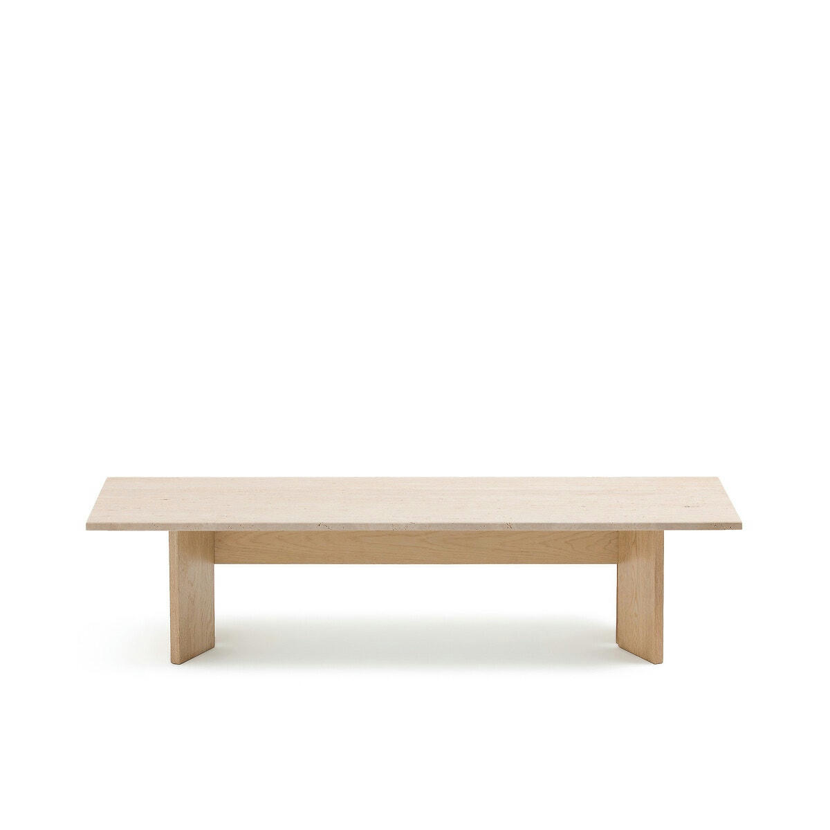 Table basse travertin chêne massif blanchi, Mindo
