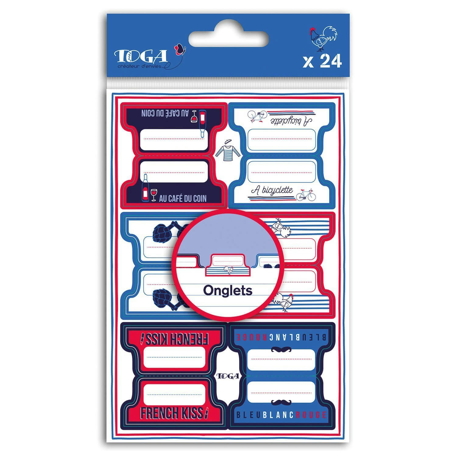 - Lot de 24 stickers onglets frenchy