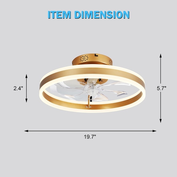 Oaks Aura Modern 20in. Low Profile Ceiling Fan with Light, 6-Speed Flush Mount Ceiling Fan, Smart App Remote Control For Bedroom