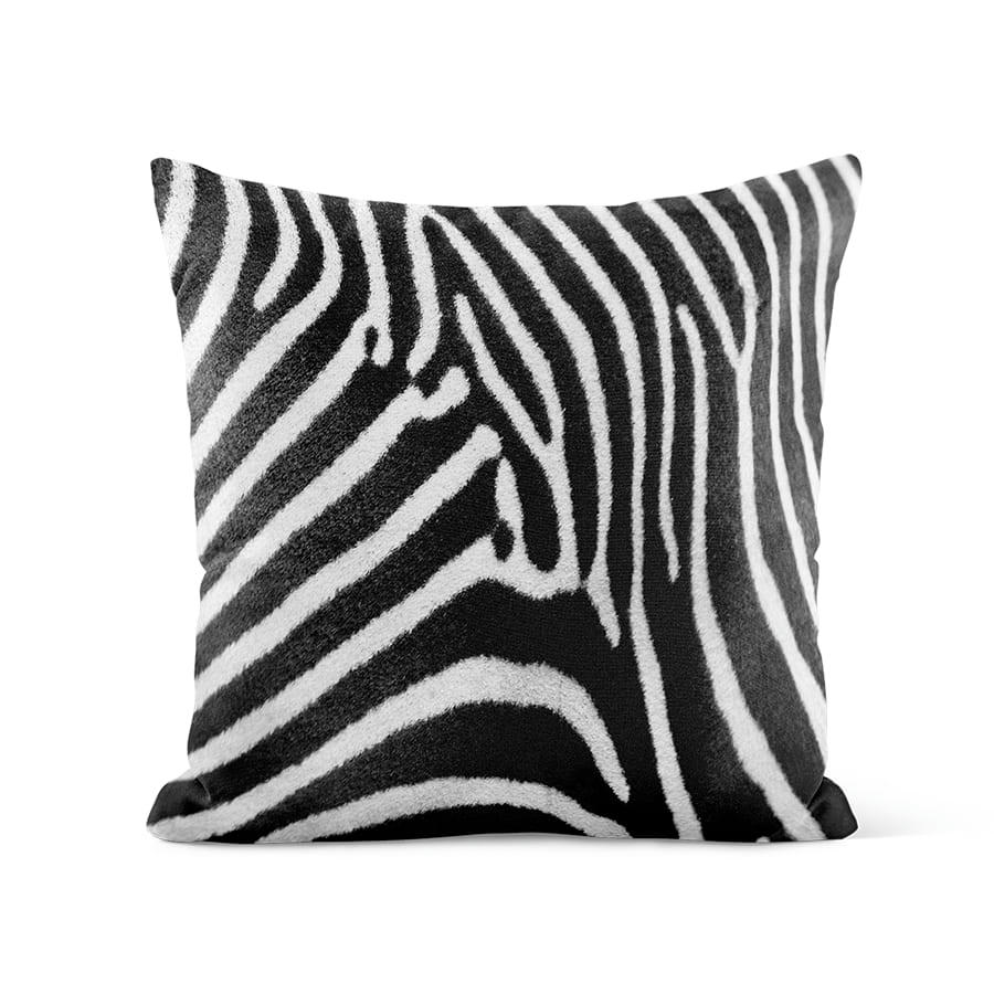 - Coussin déco peau de zèbre suédine blanc 40x40cm