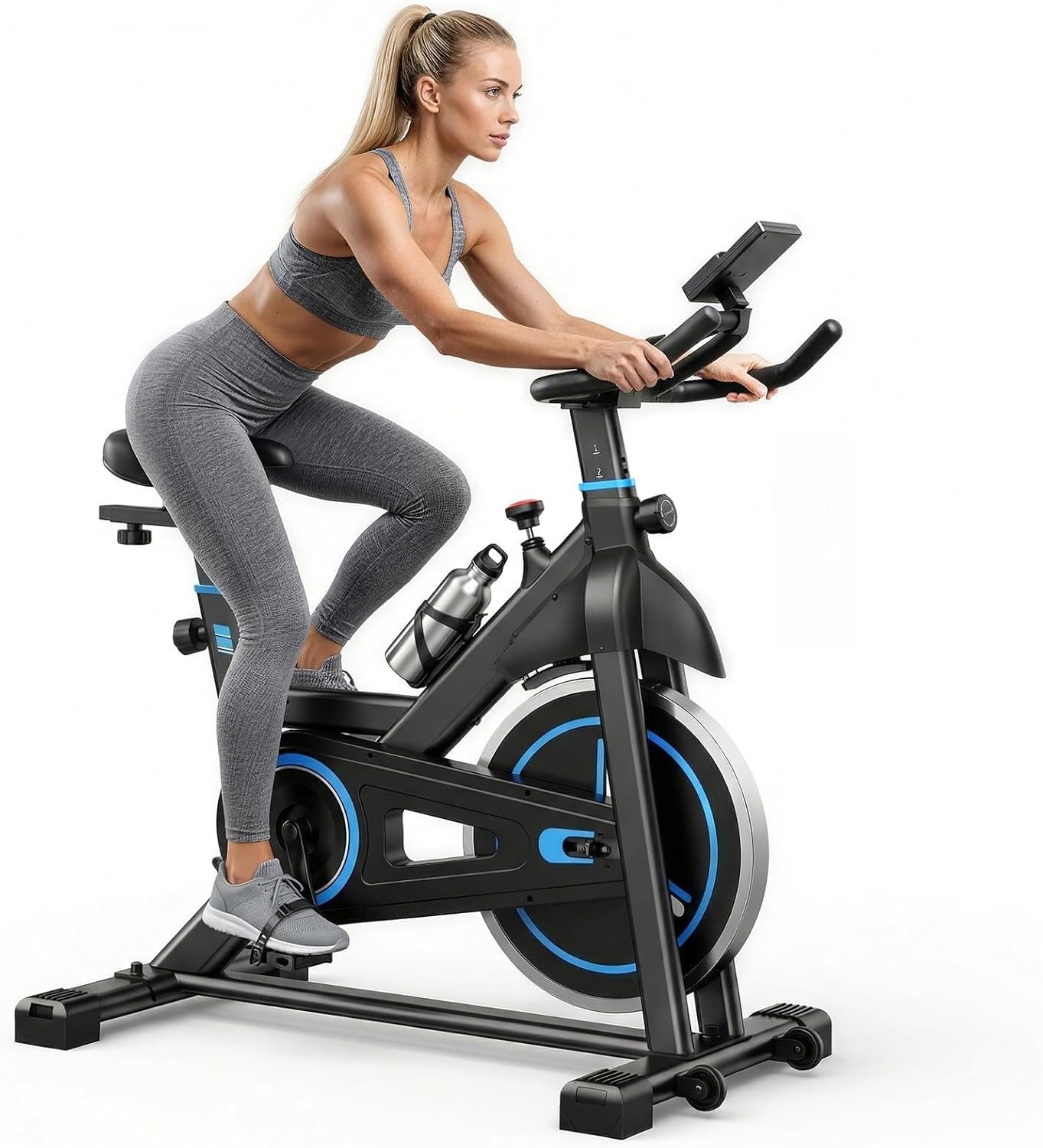 NEWBULIG Exercise Bike with APP, Stationary Bikes for Home, Workout Bike for Adults & Seniors, Cycle Machine, Adjustable Height and Resistance, Low Noise, 265lbs Weight Capacity, Easy Assembly
