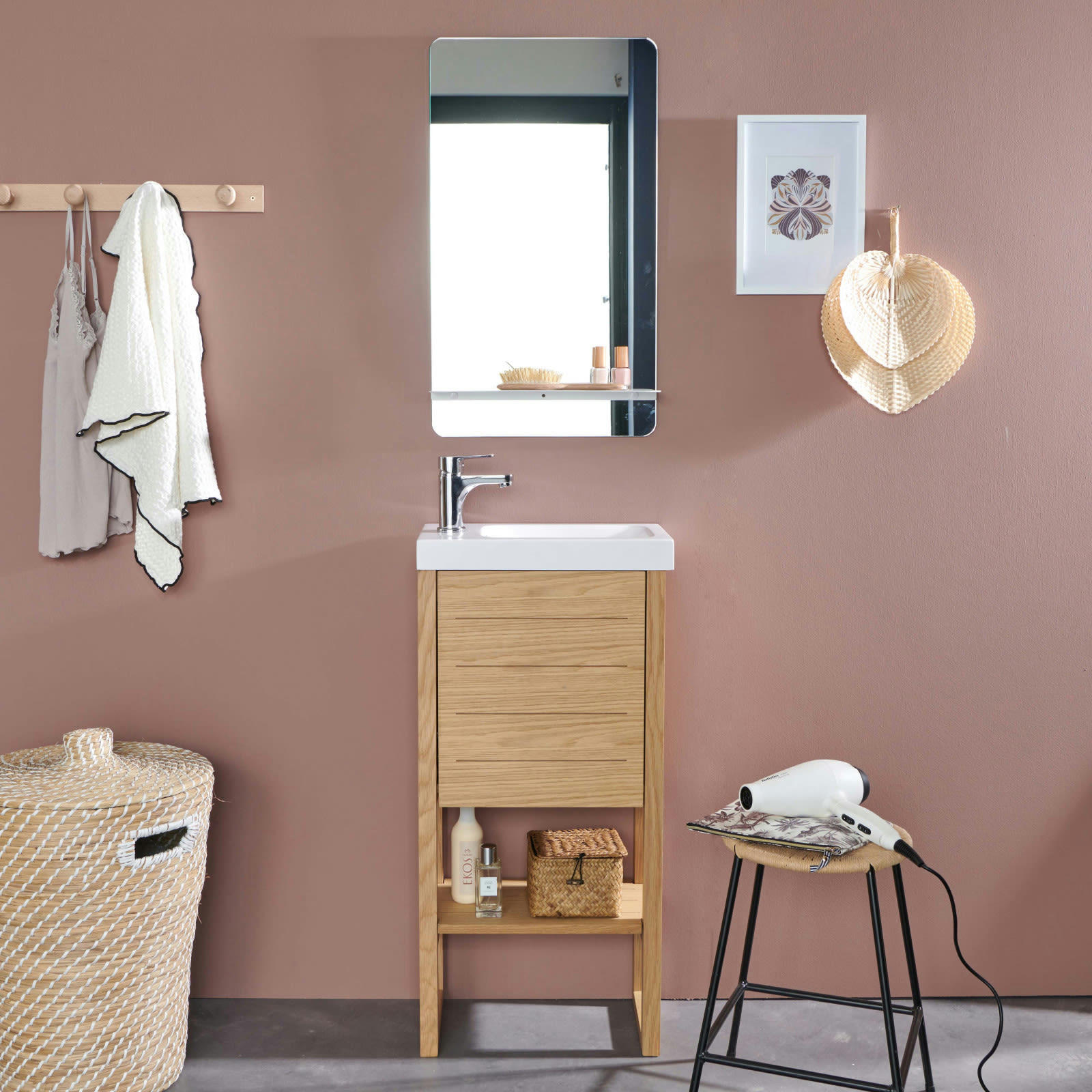 ATOLL - Meuble lave-mains ATOLL avec vasque blanche + miroir