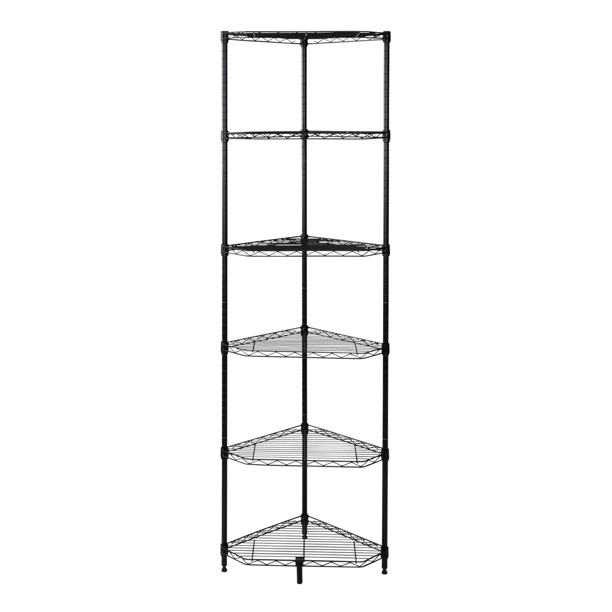 Honey-Can-Do Black 6-Tier Compact Triangle Corner Shelving Unit - 16 '' x 10 '' x 72 ''