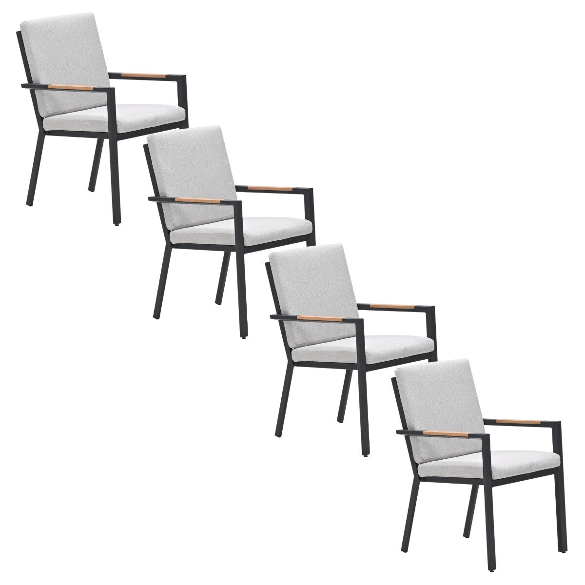 Garden Impressions Tuinstoel Kasper stapelbaar donker grijs - 4 stuks