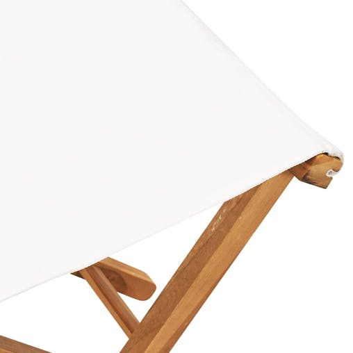 NNEVL Folding Chairs 2 pcs Solid Teak Wood and Fabric Cream White