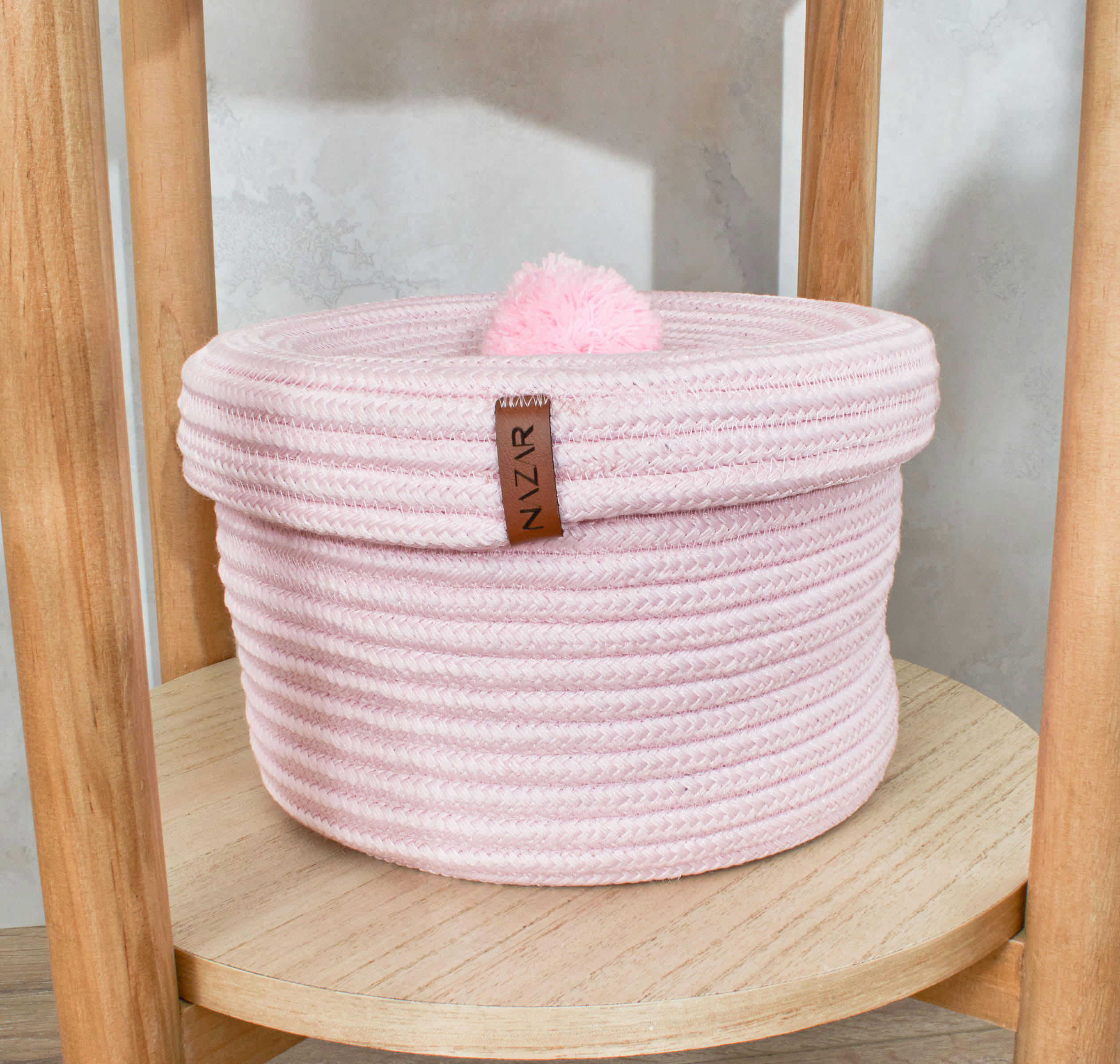 CALI - Panier enfant uni fait main rose - 20x15