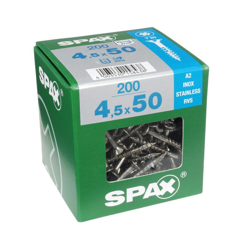 Vis TF Torx en inox Ø 4,5 x 50 mm 200 pièces SPAX