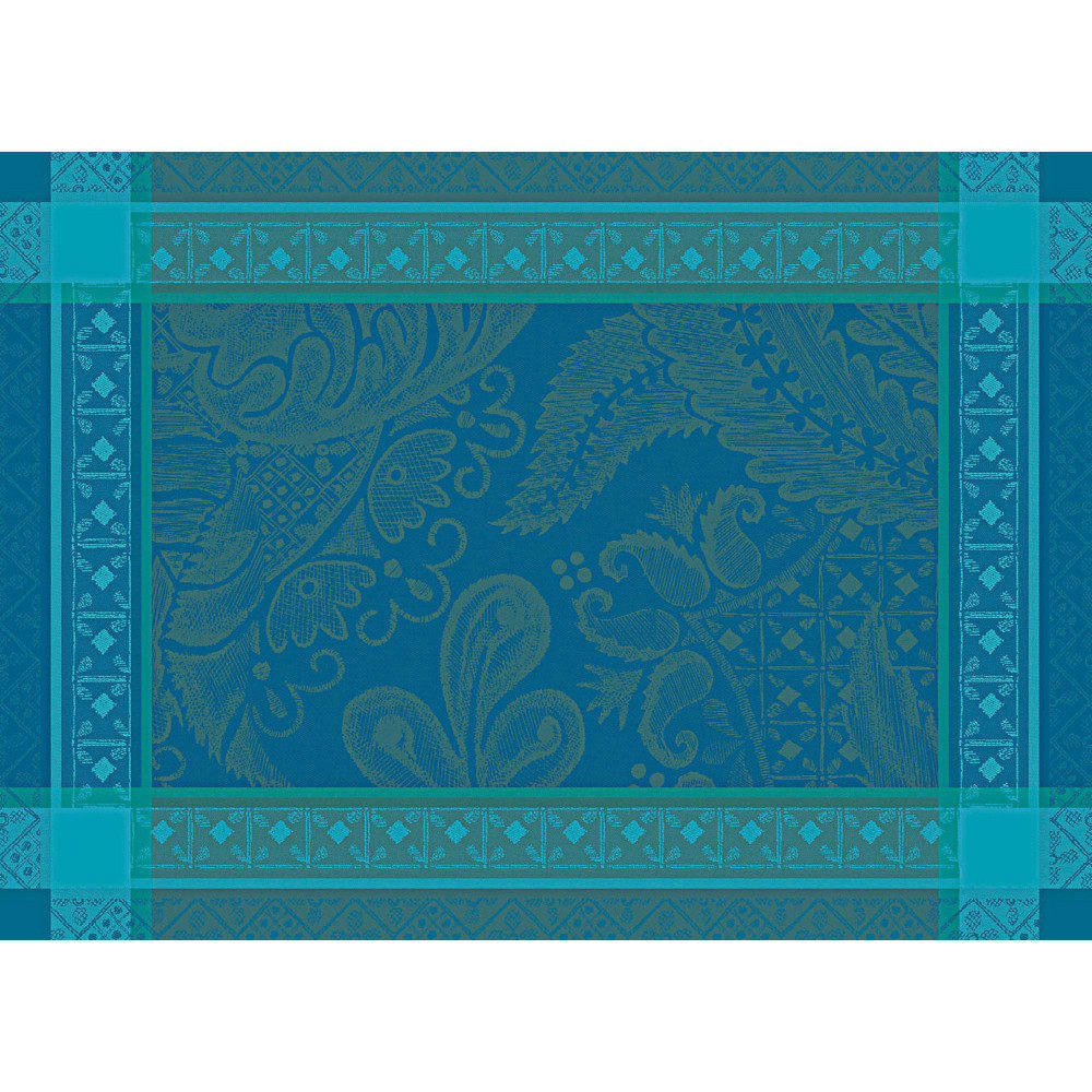 ISAPHIRE EMERAUDE - Set antitache déperlant pur coton bleu 54X39