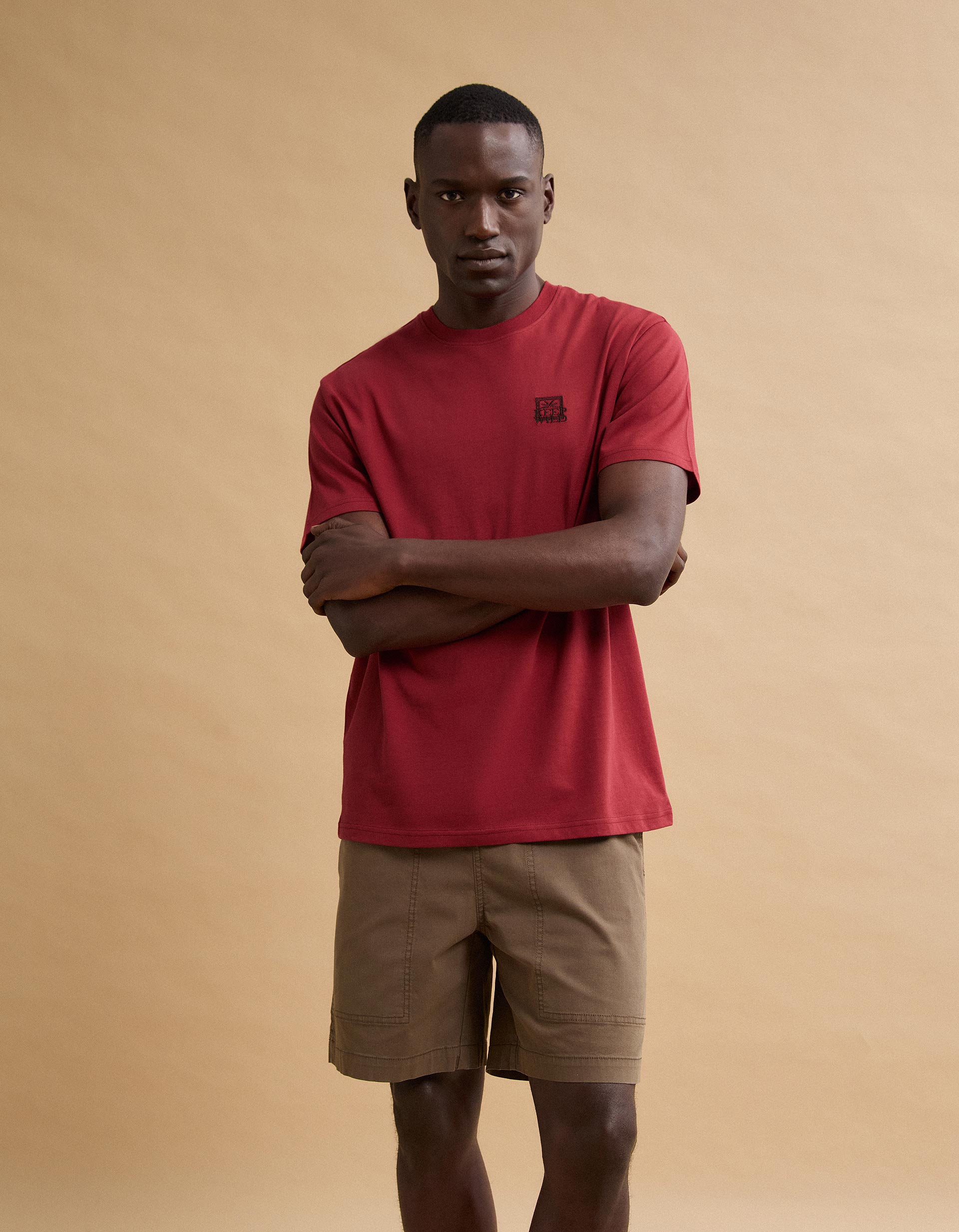 T-shirt Jersey, Homem, Vermelho Escuro