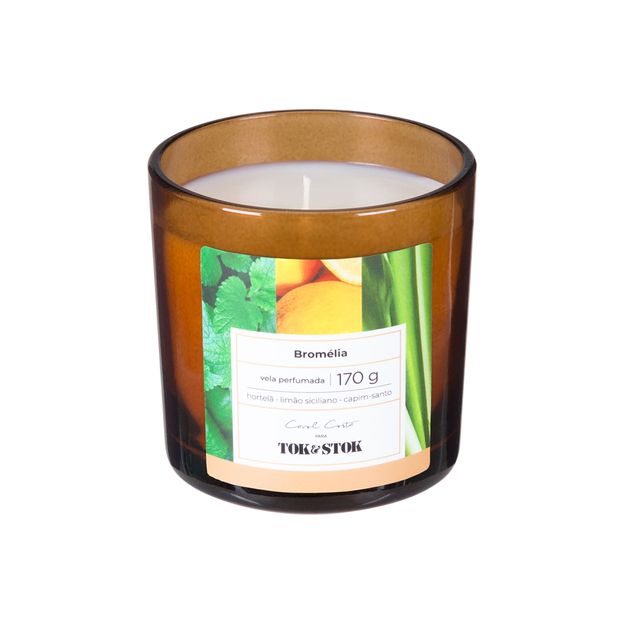 VELA PERFUMADA POTE HORTELÃ, CAPIM SANTO E LIMÃO SICILIANO BROMÉLIA