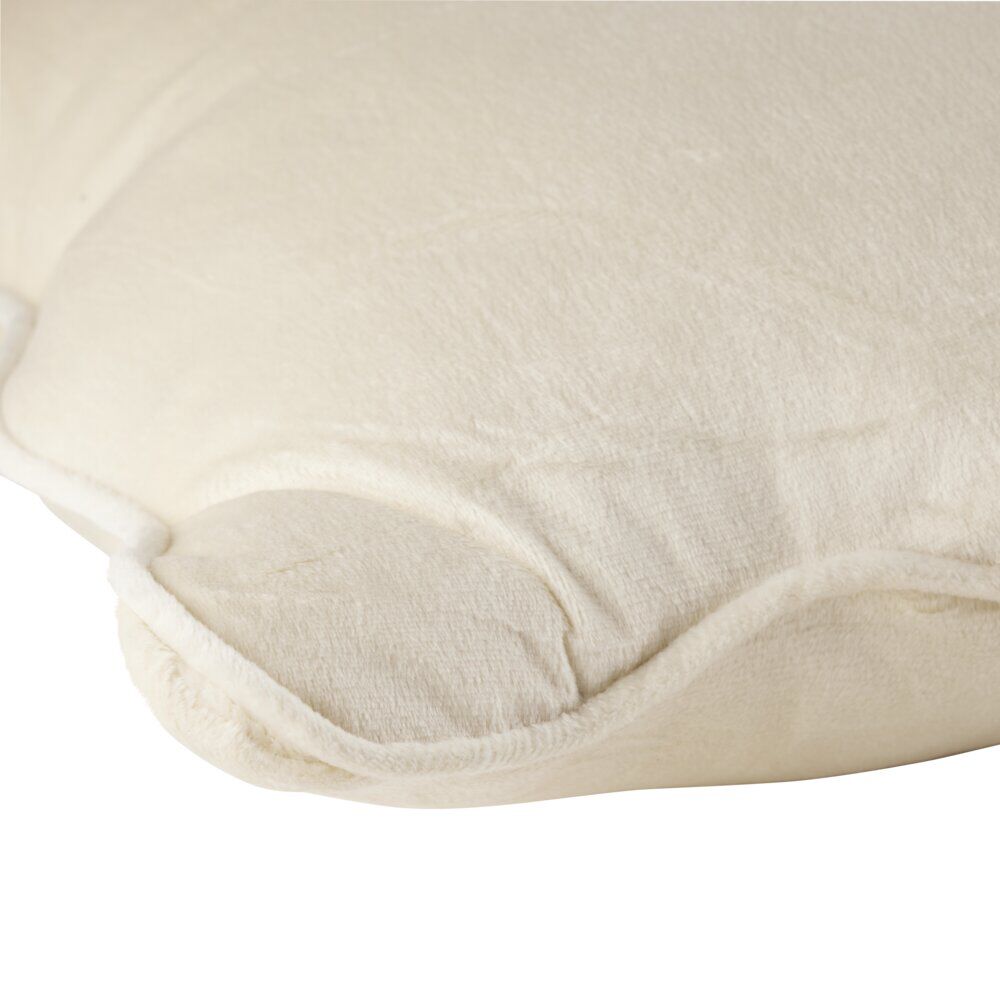 Coussin carré velours bords vague beige 40x40cm