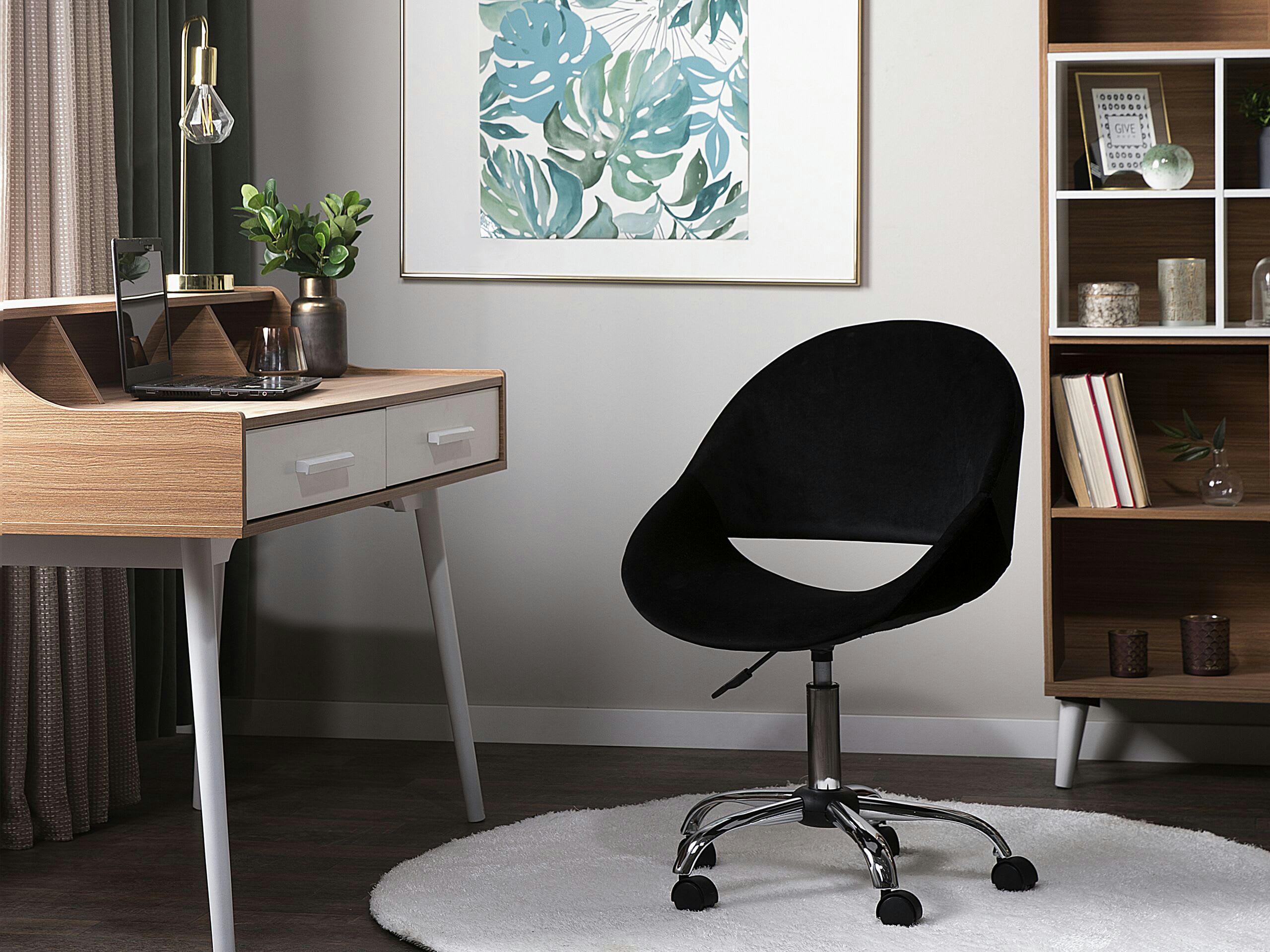 SELMA - Chaise à roulette en velours noir