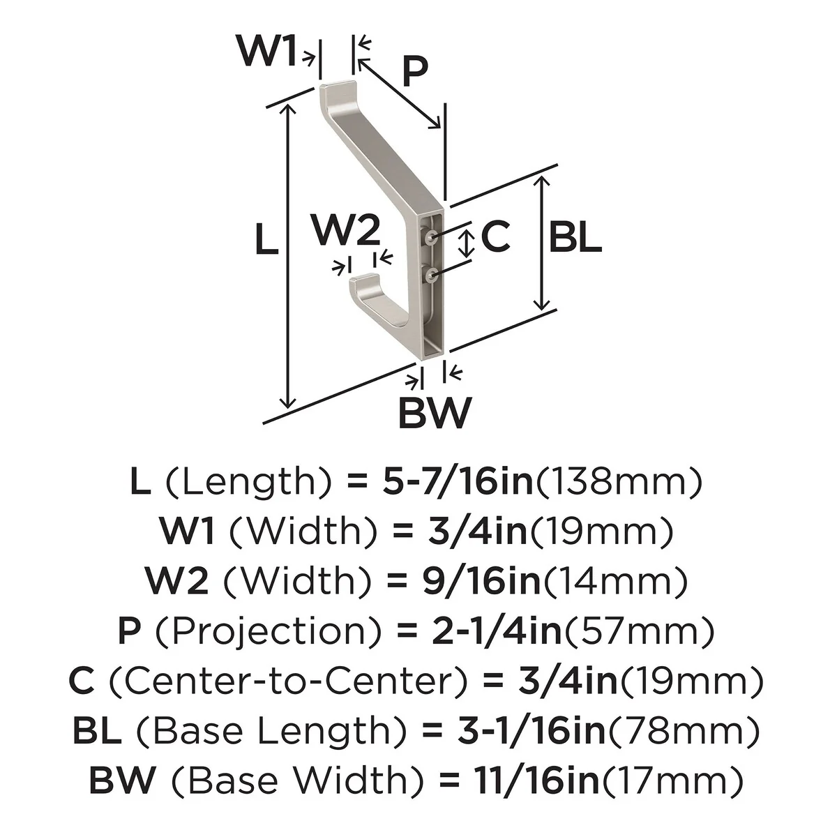 Amerock Emerge Double Prong Decorative Wall Hook