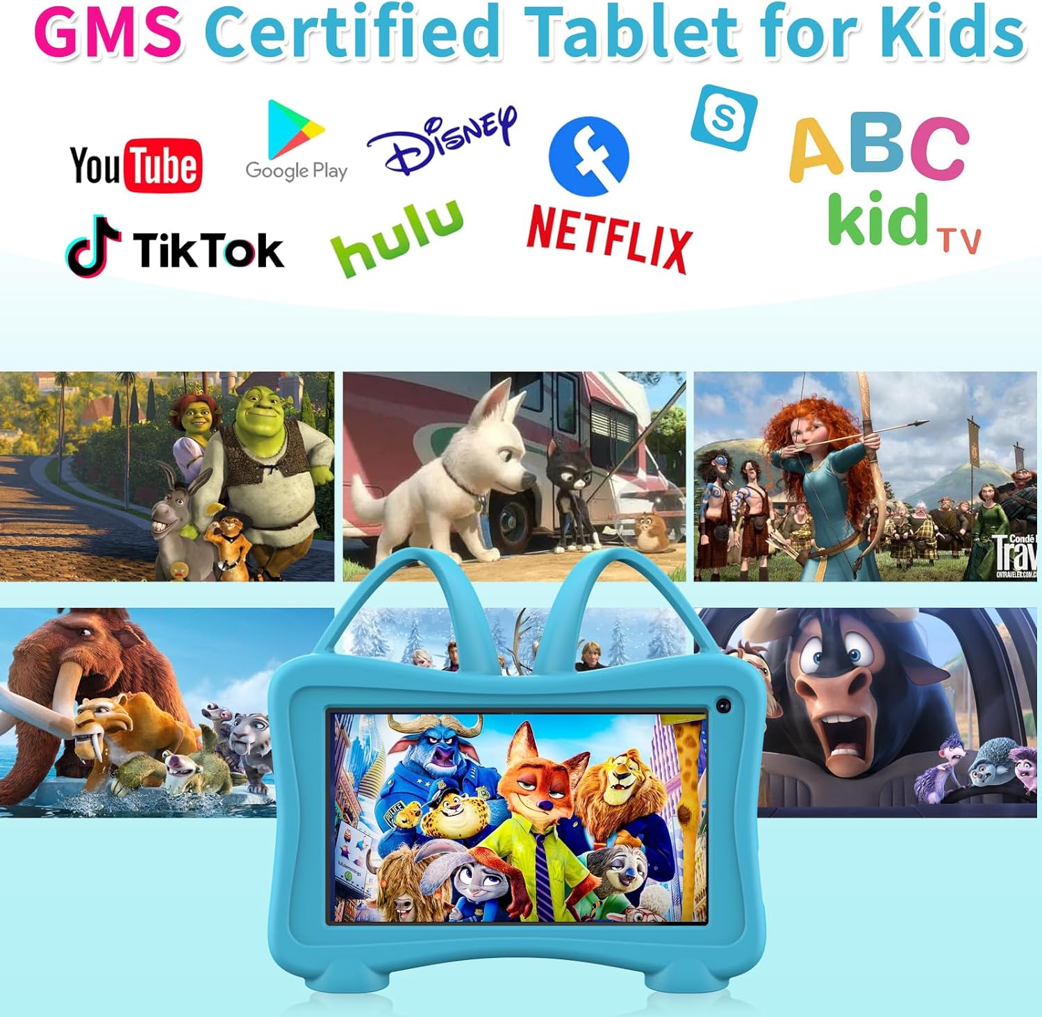 Trayoo Kids Tablet 7 Toddler Children's Learning Tablet with WiFi, YouTube, Parental Control, Durable Case Education Learning Apps for Boys Girls (Blue)
