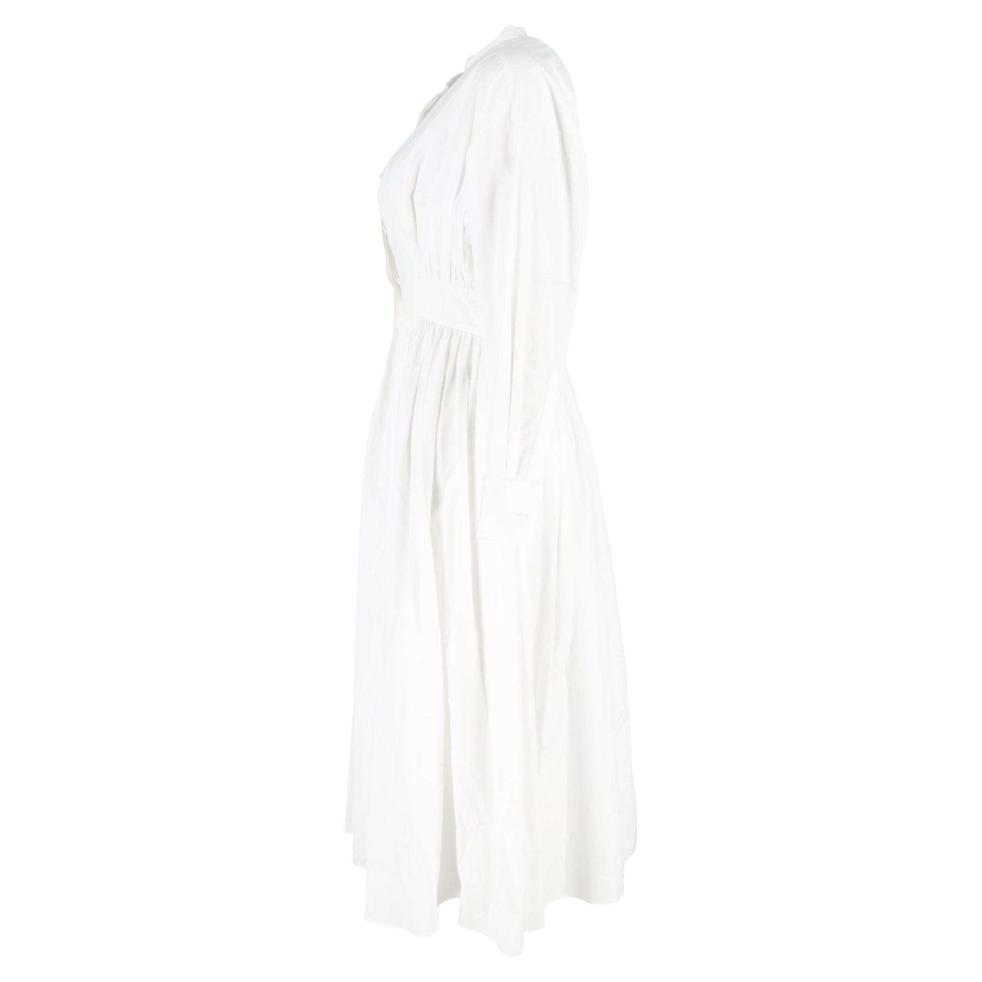 Alexander McQueen Preloved Midi Button-Up Long Sleeve Shirt Dress in White Cotton