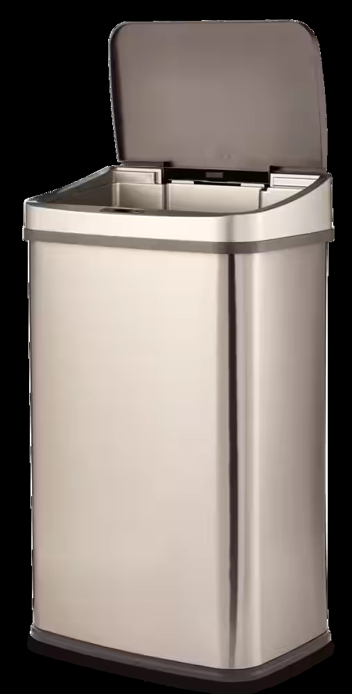 type A Wide Stainless Steel Rectangular Motion Sensor Lid Garbage Can, 50-L