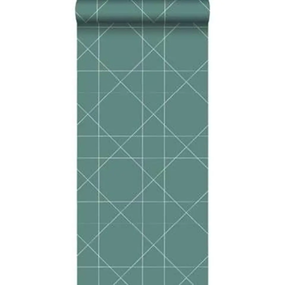 ESTAhome behang - grafische lijnen - zeegroen - 0.53 x 10.05 m