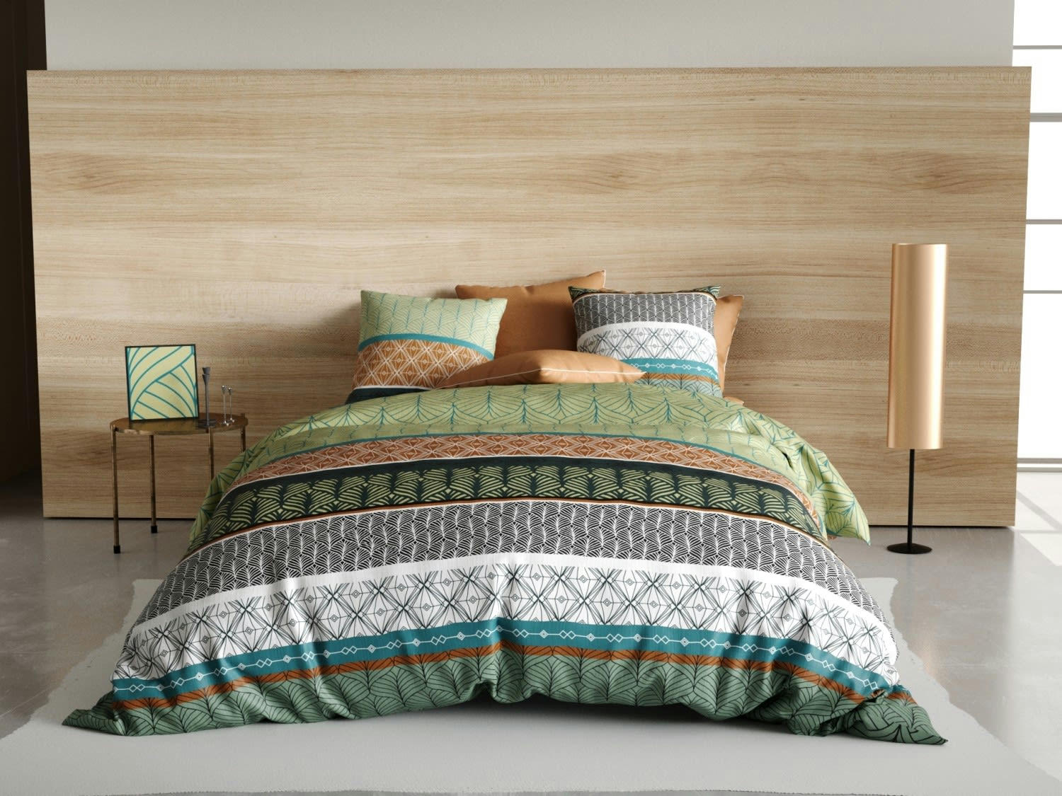 ECHO - Parure housse de couette coton vert 220x240 cm