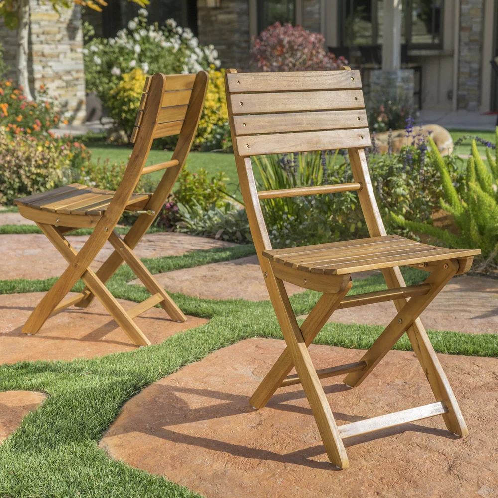 Positano Outdoor Acacia Wood Folding Dining Chair (Set of 2) by Christopher Knight Home