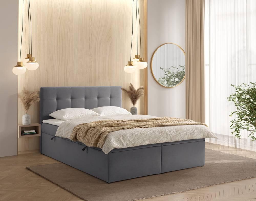 Boxspring Rodez velvet met opbergruimte en topper 140 x 200 cm
