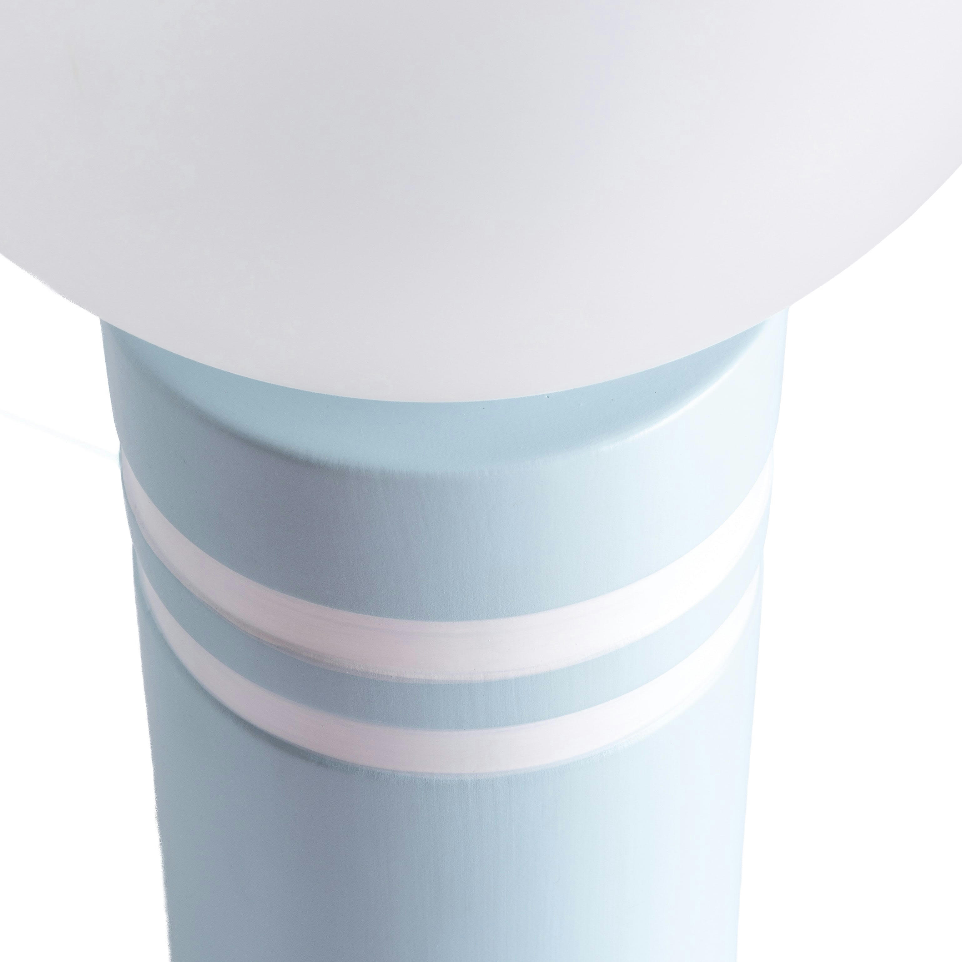 DOKYA - Lampe en céramique bleue et blanche globe en verre opaque