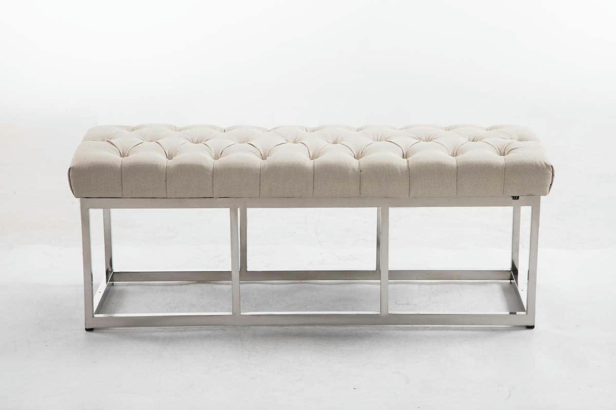 AMUN - Banquette avec pieds en métal assise en tissu Crème