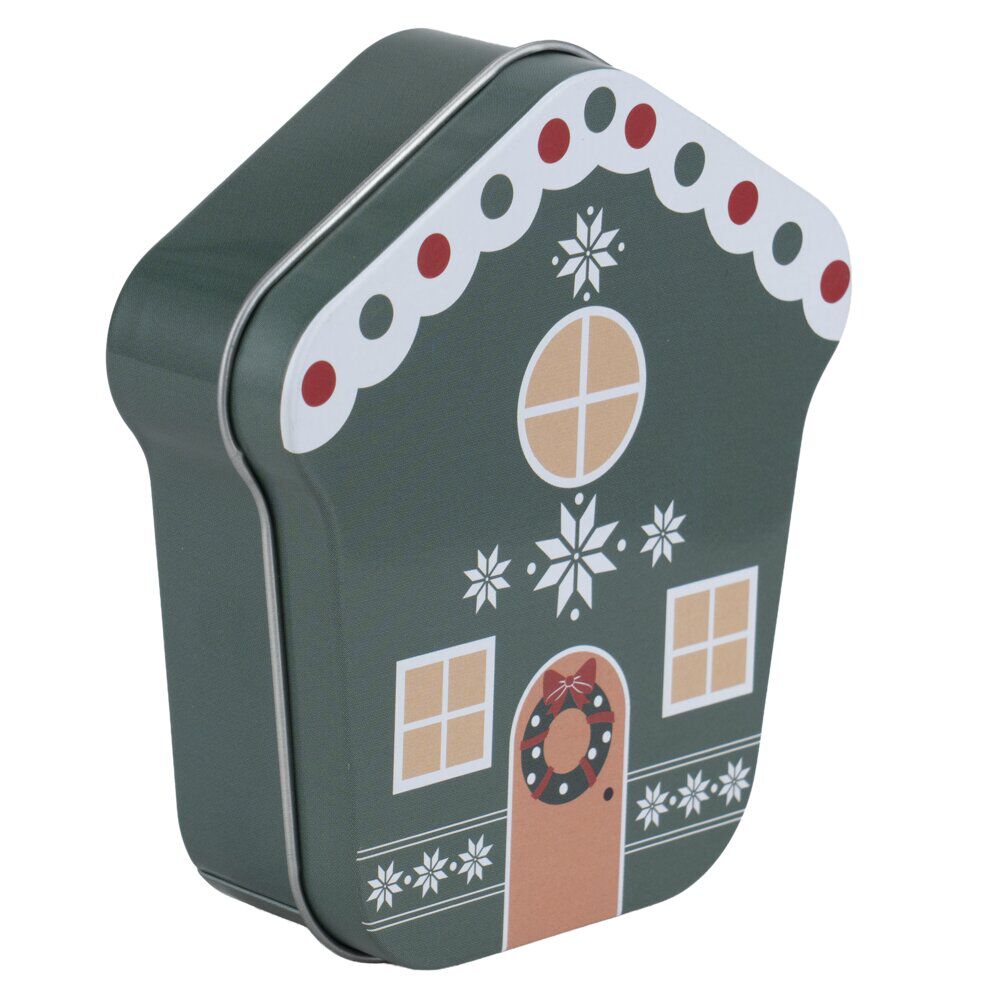 BoÎte cadeau métal forme maison motif No&euml;l 9xH11cm (3 modèles)