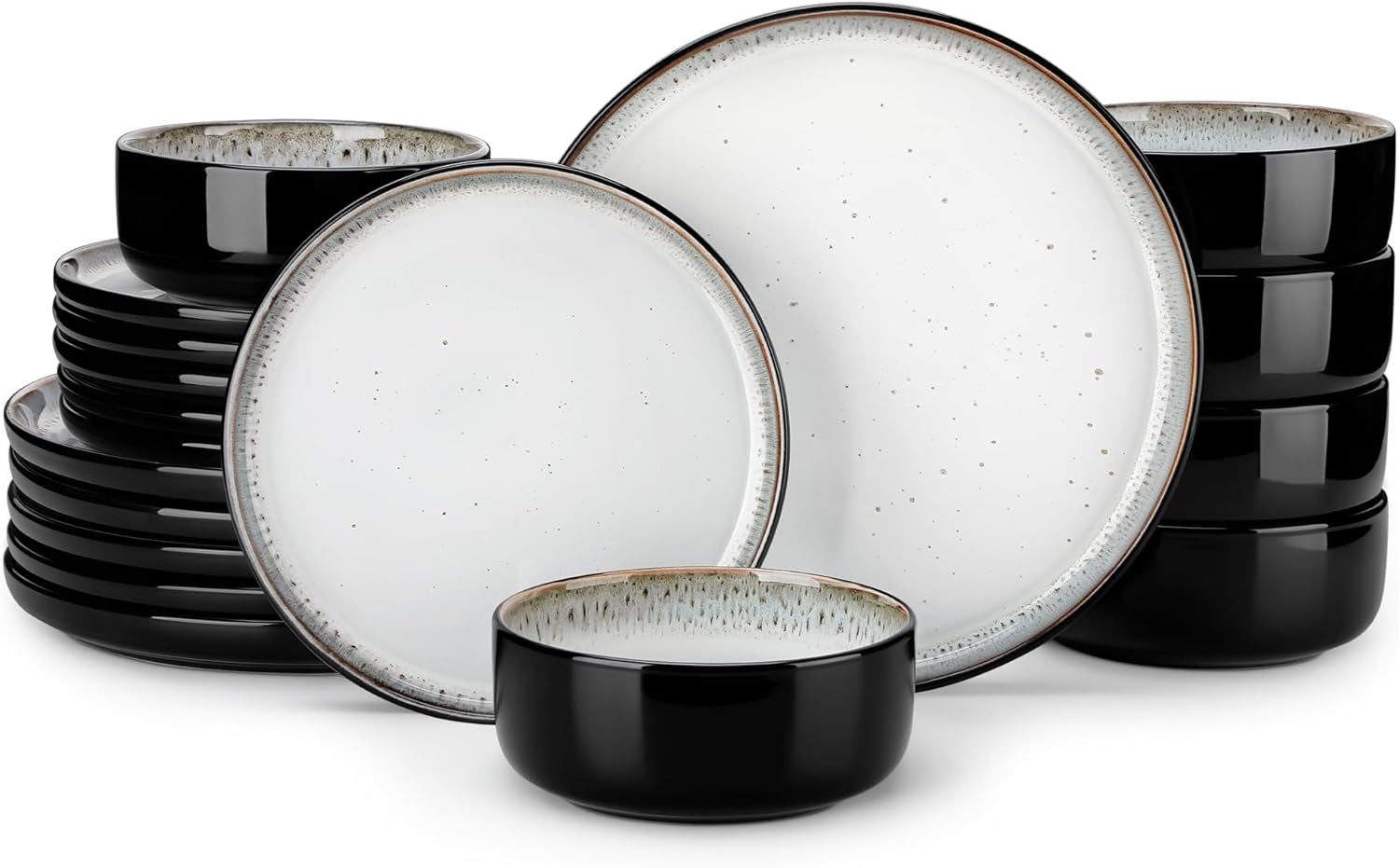 vancasso PLAYA Plates and Bowls Sets, 18 Pieces Beige Dinnerware Sets for Kitchen, Reactive Glaze Dishes Set for 6, Dishwasher and Microwave Safe