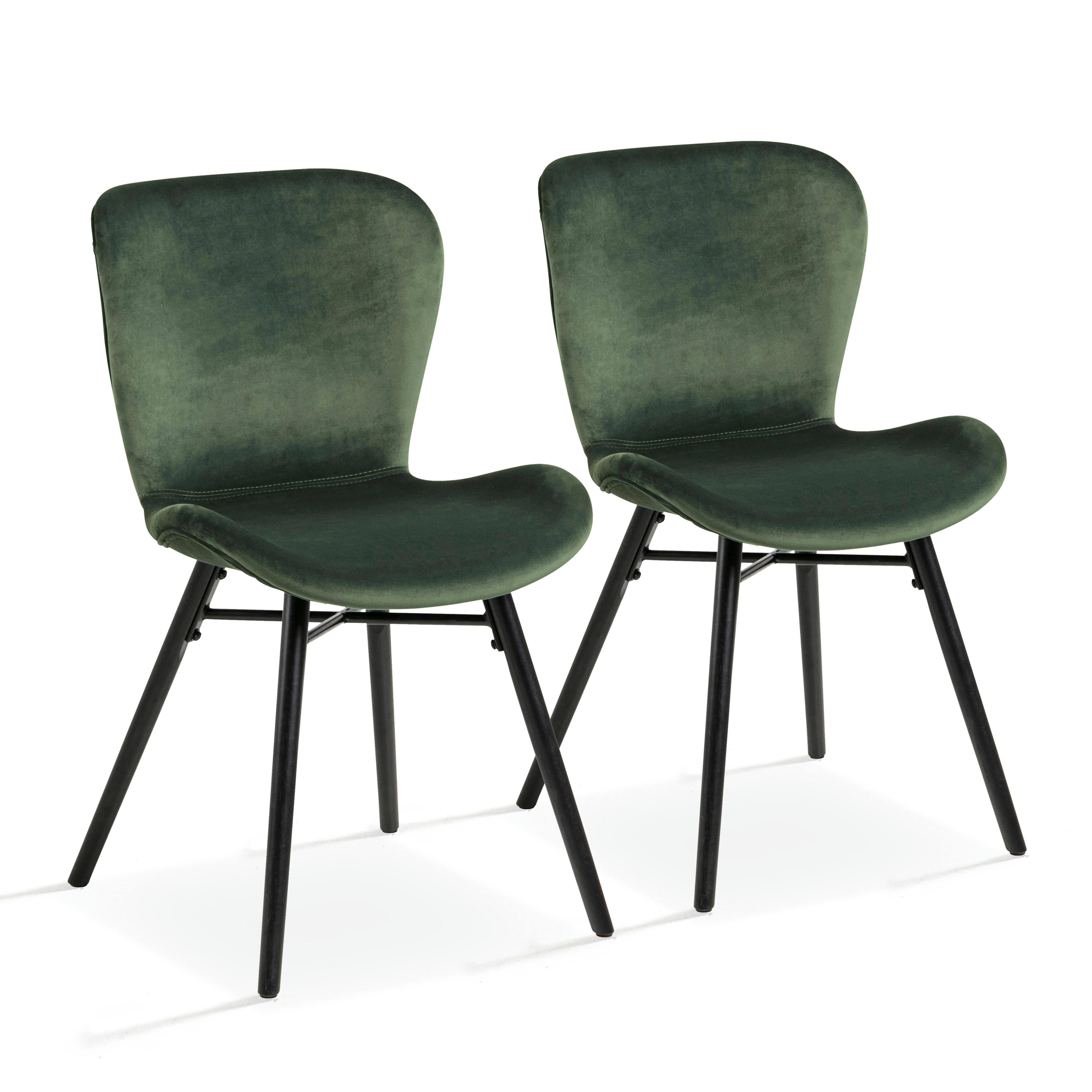 THELMA - Lot de 2 chaises en velours vert foncé