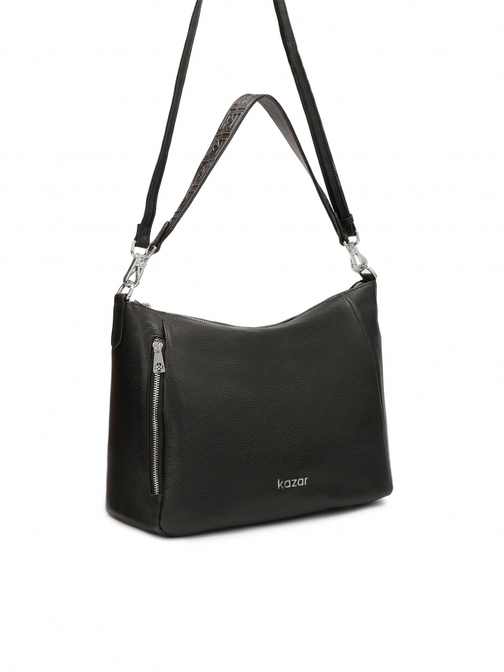 Black shoulder bag with a loose fit