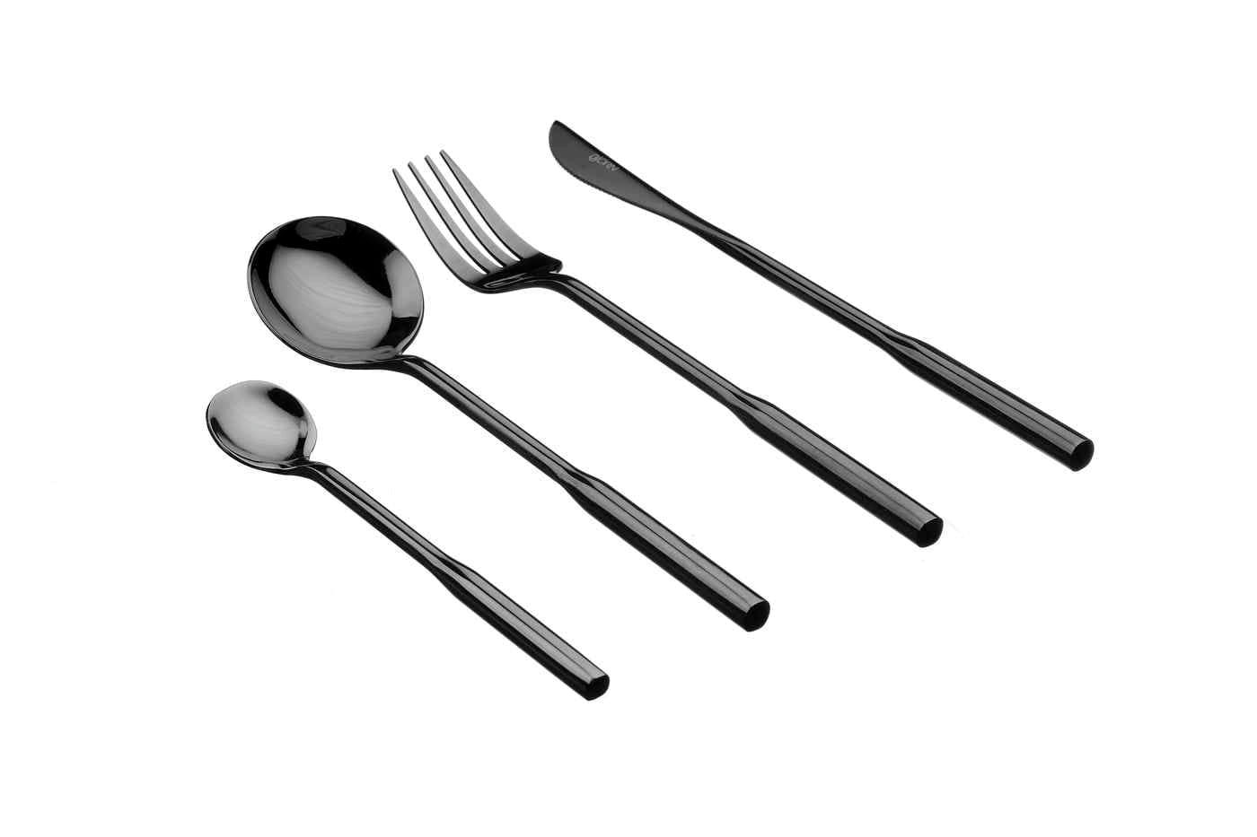 NUDE - Lot de 24 couverts de table en inox noir