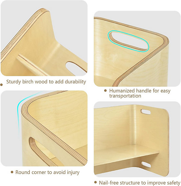 Emsemble de Table et Chaises en Bois de Bouleau,en Forme de U avec Poignees Rainurees et Coins Arrondis pour Salon,Chambre,bureau