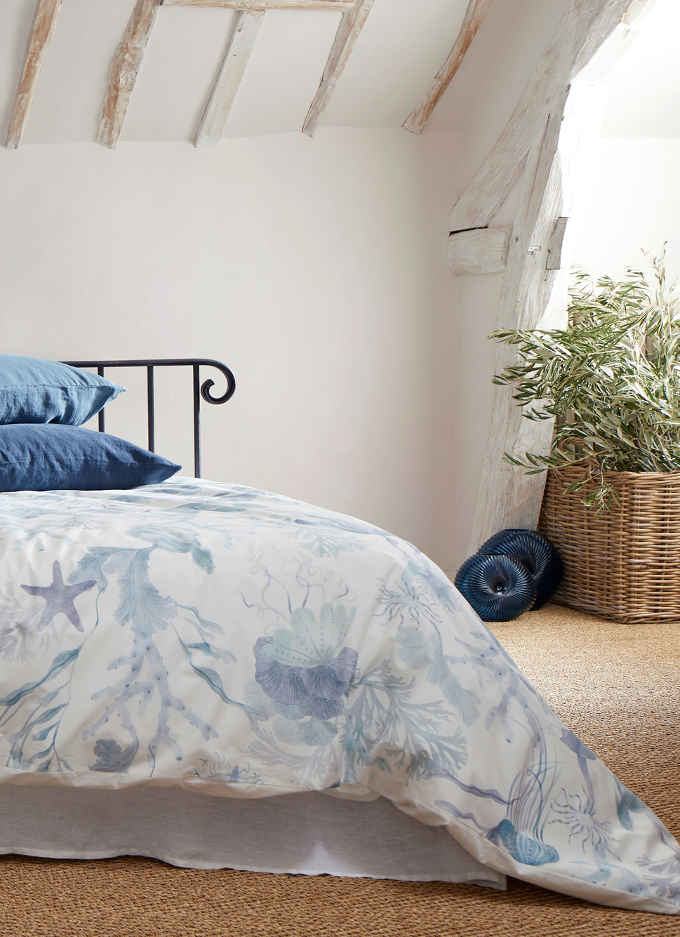 TAIE D'OREILLER UNIE EN LIN LAVÉ 165GR BLEU ZINC