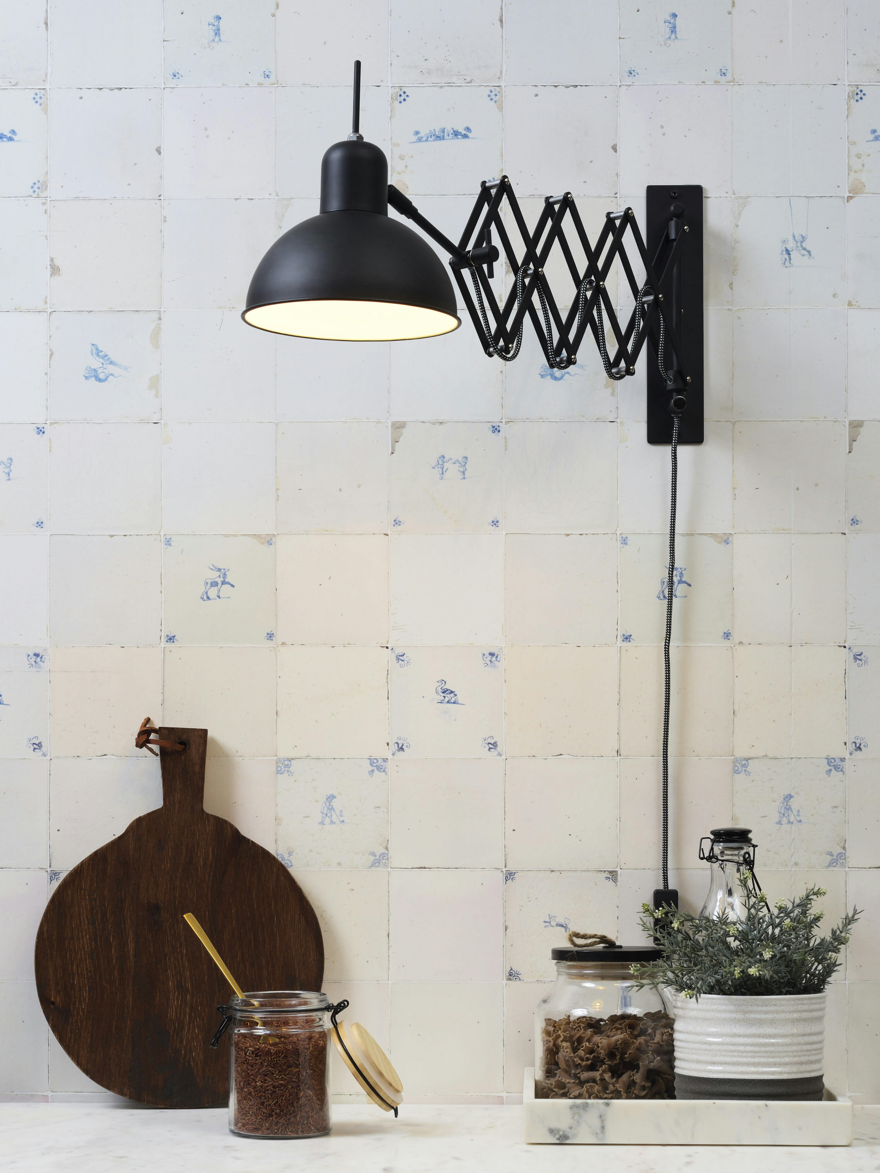 ABERDEEN - Applique murale déployante acier noir L50-85cm