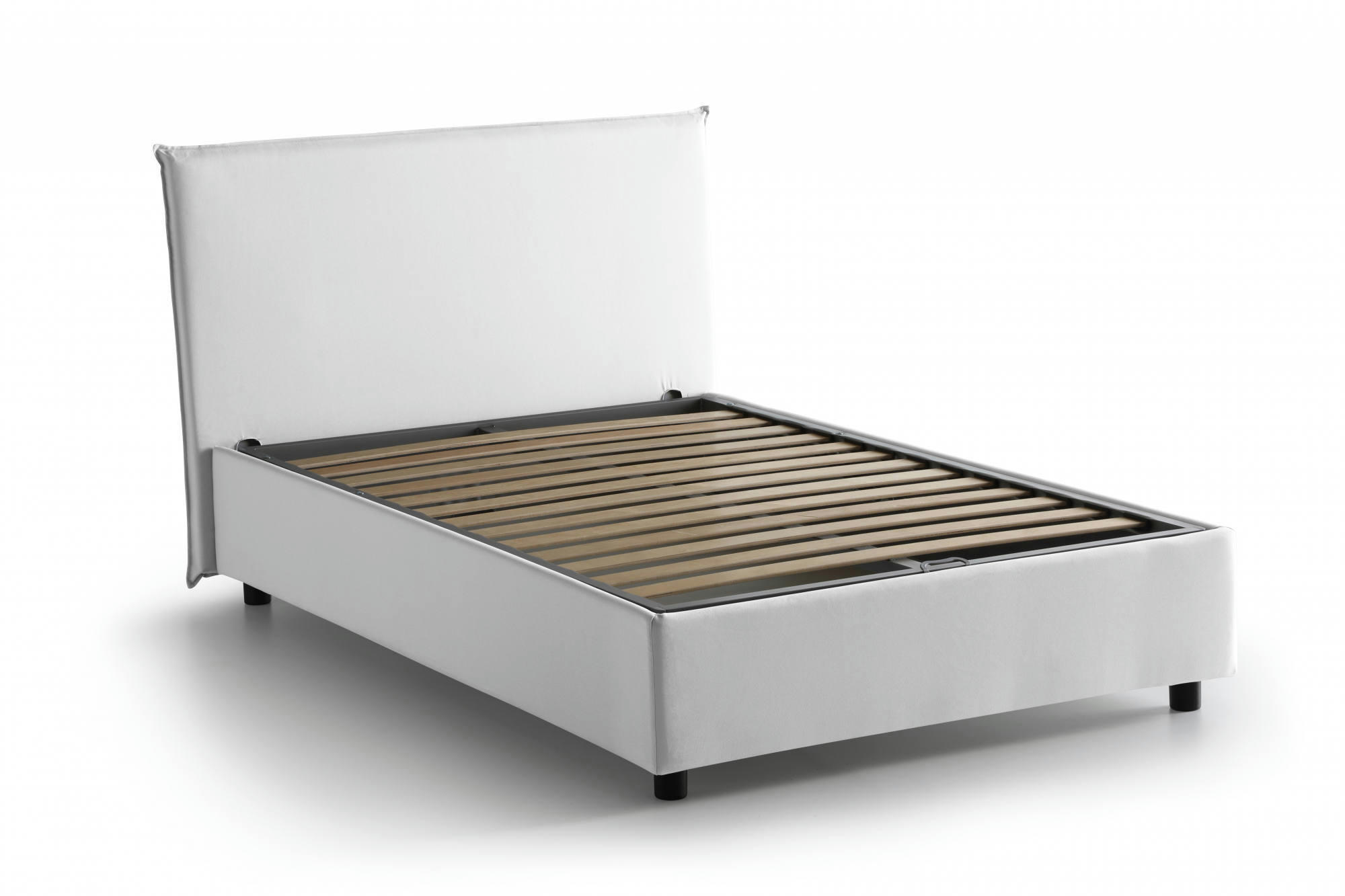 DADORN - Lit coffre 140x190 cm en tissu blanc