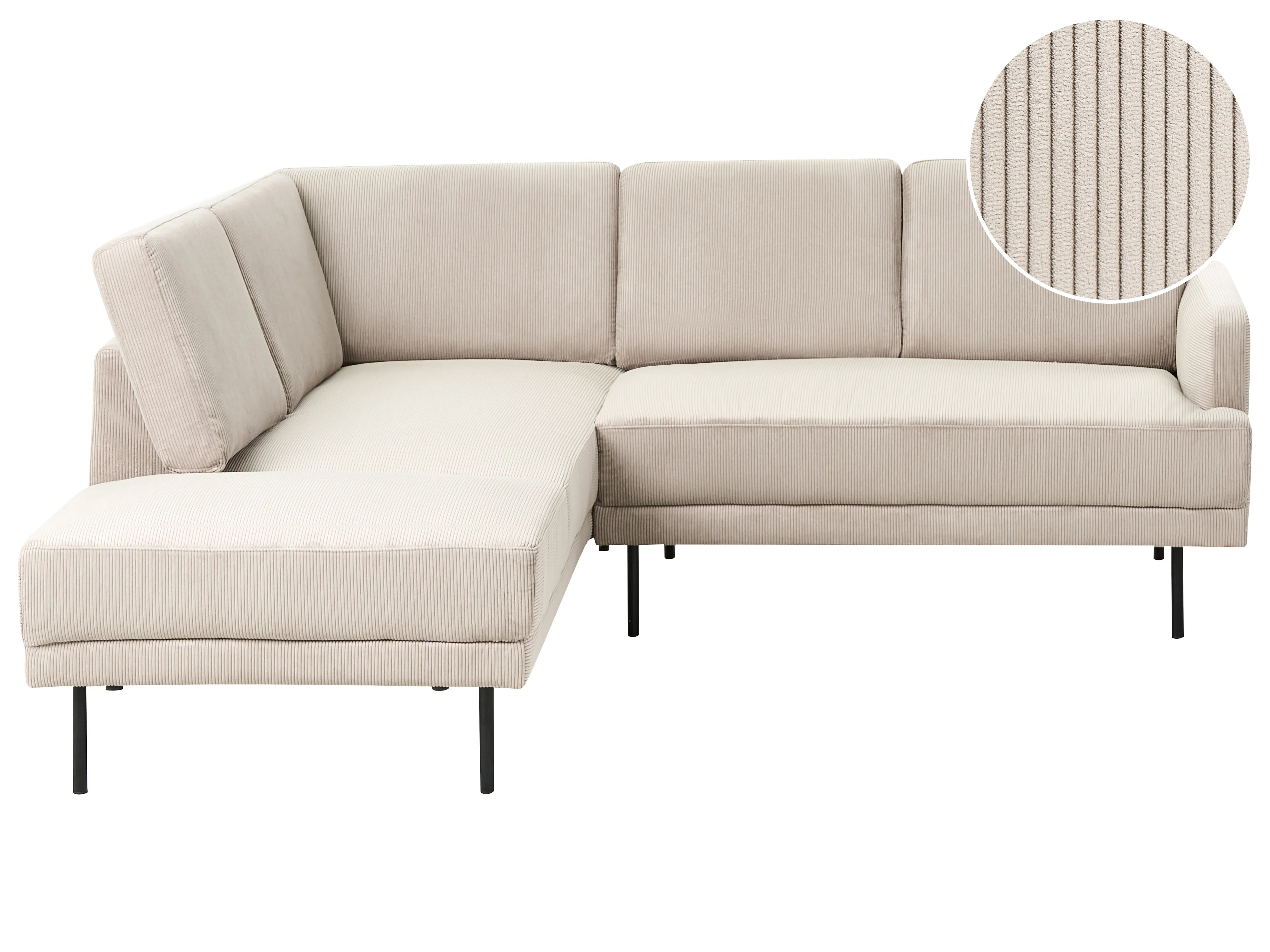 Corner Sofa 4 Seater BREDA Corduroy Beige Right Hand