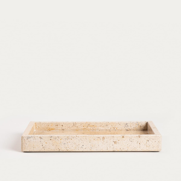 Taca dekoracyjna MARMURI z beżowego marmuru 25x15x3 cm HOMLA